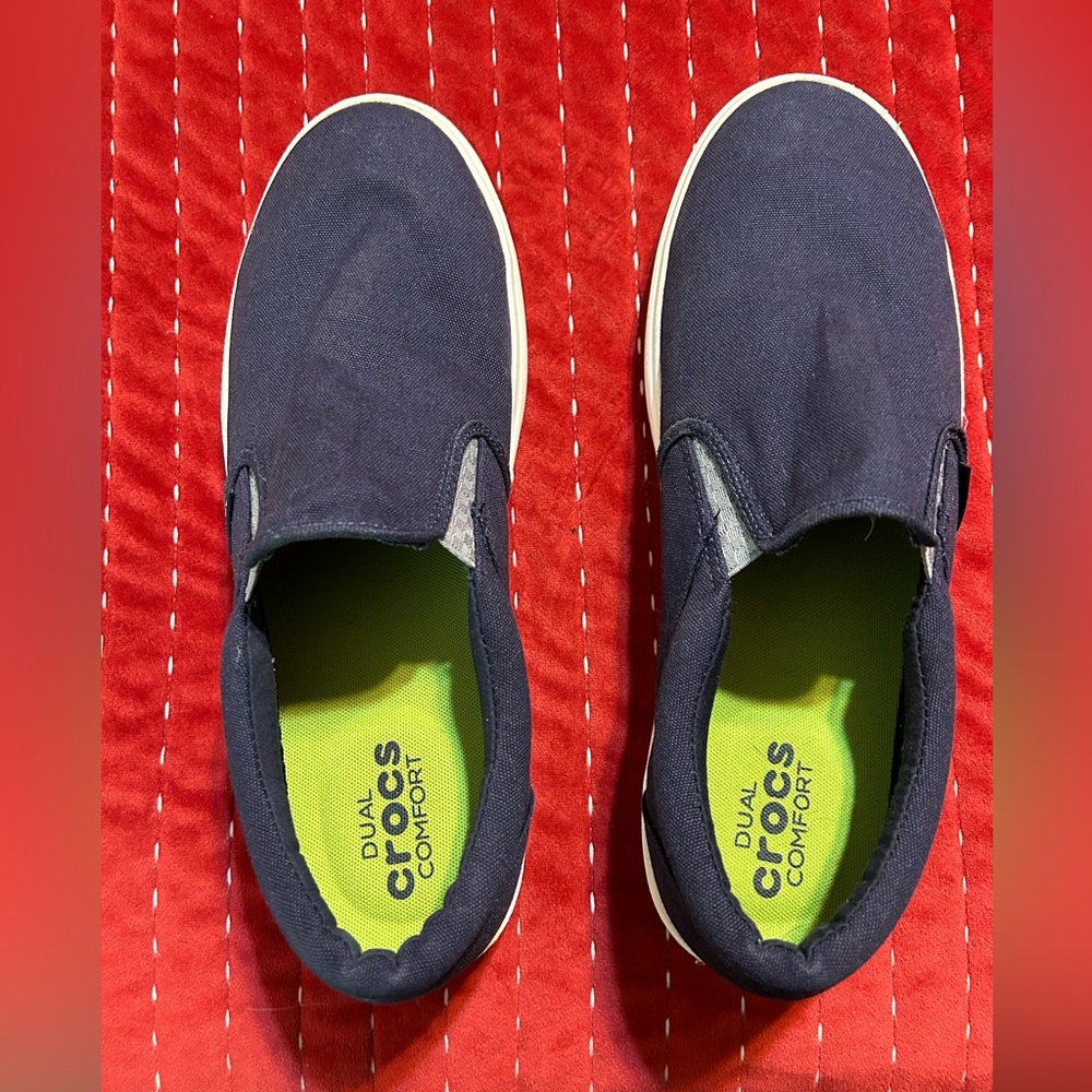 Crocs Dual Comfort Slip On Canvas Skate Shoes- Navy